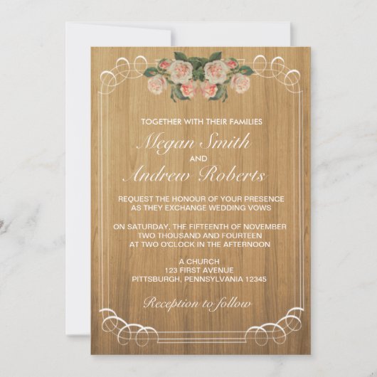 Rustic Wood Wedding Uitnodiging (Voorkant)