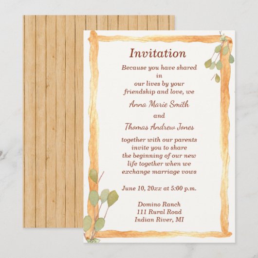 Rustic Wood Wedding Uitnodiging (Voorkant / Achterkant)