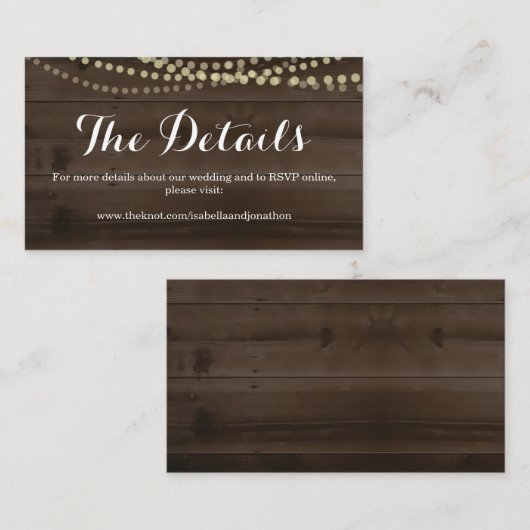 Rustic Wood Wedding Website Enclosure Kaart (Voorkant / Achterkant)