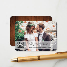 Rustic Wood Wedding Website QR Overlay Foto Informatiekaartje
