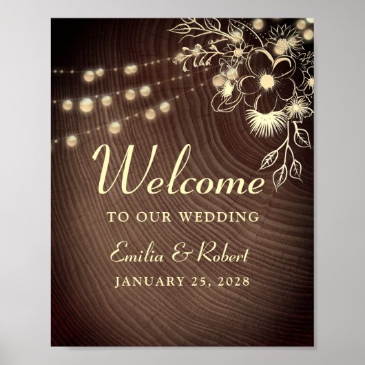 Rustic Wood Wedding Welcome Poster (Voorkant)