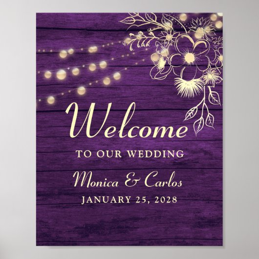 Rustic Wood Wedding Welcome Poster (Voorkant)