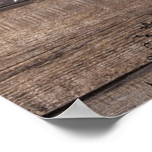 Rustic Wood Wedding Welcome Sign Name, Date Poster (Hoek)