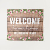 Rustic Wood Welkom bij ons persoonlijk Wandkleed (Voorkant (horizontaal))