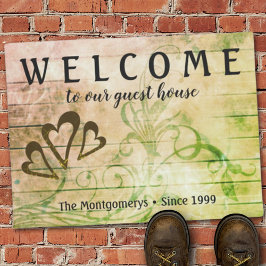 Rustic Wood Welkom Harten Aangepaste naam Doormat Deurmat