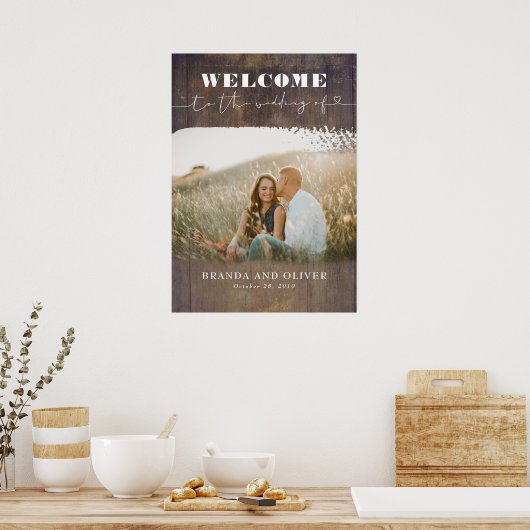 Rustic Wood - Welkomstbord voor je fotohuwelijk Poster (Keuken)