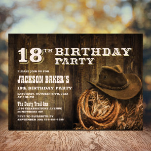 Rustic Wood Western 18e verjaardag Kaart