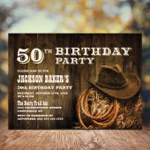 Rustic Wood Western 50e verjaardag Kaart