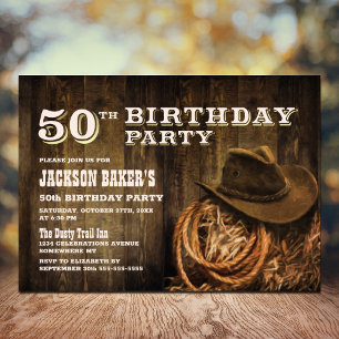 Rustic Wood Western 50e verjaardag Kaart