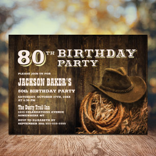 Rustic Wood Western 80e verjaardag Kaart