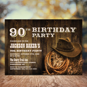 Rustic Wood Western 90e verjaardag Kaart
