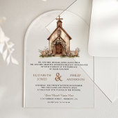 Rustic Wood Western Chapel Wedding Acryl Uitnodigingen