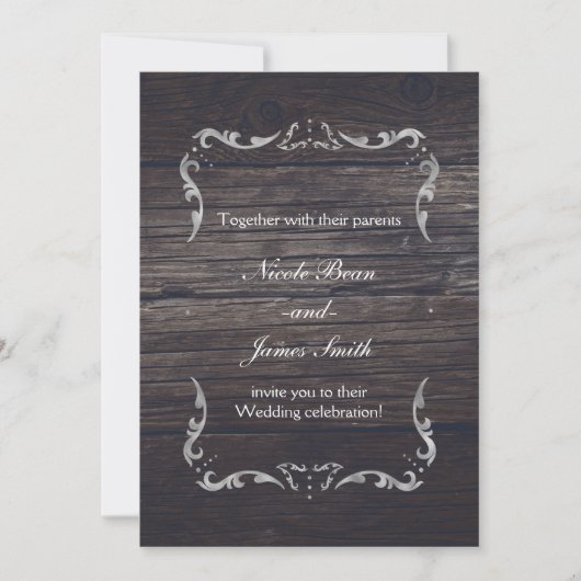 Rustic Wood Western Elegance Romantic Wedding Kaart (Voorkant)