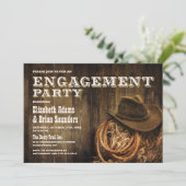 Rustic Wood Western Engagement Party Kaart (Staand voorkant)
