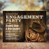 Rustic Wood Western Engagement Party Kaart