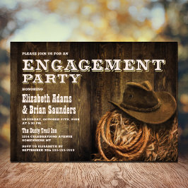 Rustic Wood Western Engagement Party Kaart