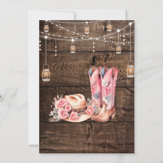 Rustic Wood Western Save the Date Cowgirl Verjaard Kaart (Achterkant)