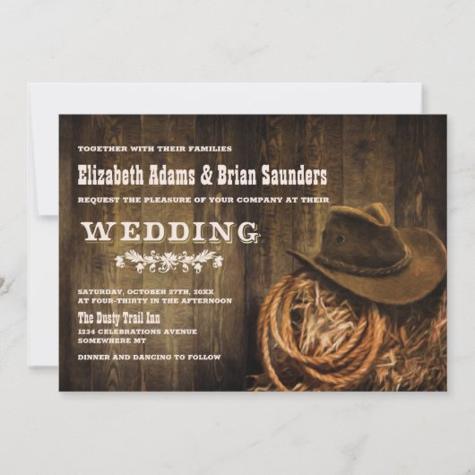 Rustic Wood Western Wedding Kaart (Voorkant)