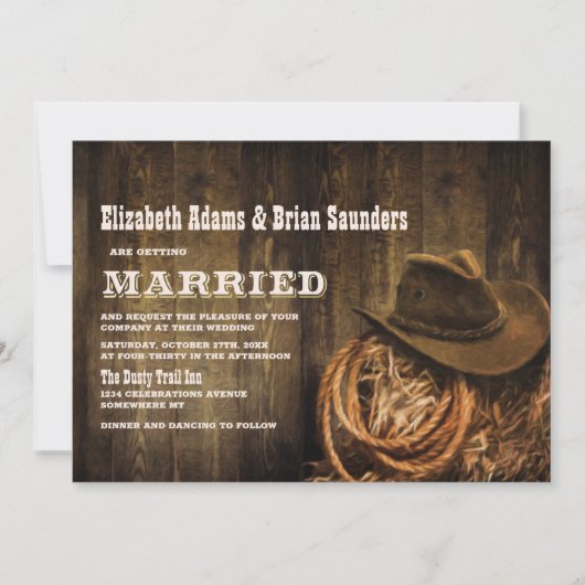 Rustic Wood Western Wedding Kaart (Voorkant)