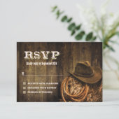 Rustic Wood Western Wedding RSVP Kaartje (Staand voorkant)