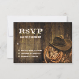 Rustic Wood Western Wedding RSVP Kaartje