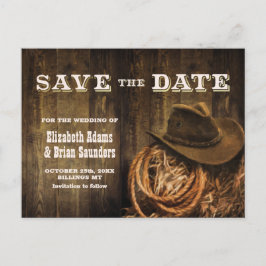 Rustic Wood Western Wedding Save-the-Date Aankondigingskaart