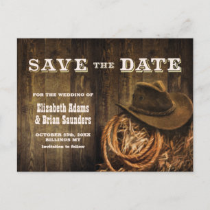 Rustic Wood Western Wedding Save-the-Date Aankondigingskaart