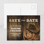 Rustic Wood Western Wedding Save-the-Date Aankondigingskaart (Voorkant / Achterkant)