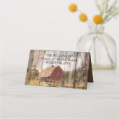 Rustic Wood westerne rode schuur land bruiloft Plaatskaartje (Achterkant)