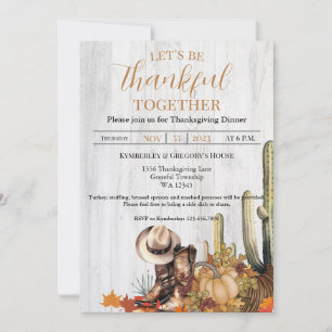 Rustic Wood Westerne thema Thanksgiving Diner Inv Kaart