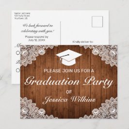 Rustic Wood White Afstuderen RSVP Uitnodiging