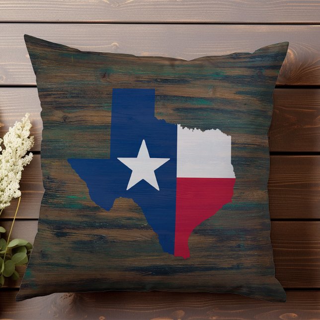 Rustic Wood White Blue Texas, naam toevoegen Kussen (Creator heeft geüpload)