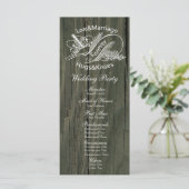 Rustic Wood  White Dove Wedding Programma Programmakaart (Staand voorkant)