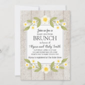 Rustic Wood White Floral Baby shower Brunch Kaart (Voorkant)