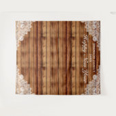 Rustic Wood & White Kanten Nieuwjaarsfotobackgroun Wandkleed (Voorkant (horizontaal))