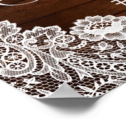 Rustic Wood & White Kanten Zoete 16 Foto Requisiet Poster (Hoek)