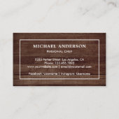 Rustic Wood White Kitchen Knife Persoonlijke Chef Visitekaartje (Achterkant)