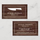 Rustic Wood White Kitchen Knife Persoonlijke Chef Visitekaartje (Voorkant / Achterkant)