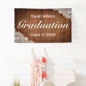 Rustic Wood & White Lace Afstuderen Banner (Insitu)