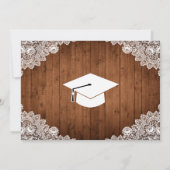 Rustic Wood & White Lace Afstuderen Foto Invitati Kaart (Achterkant)