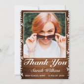 Rustic Wood & White Lace Afstuderen Foto: Y Bedankkaart (Voorkant)