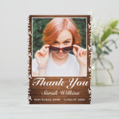 Rustic Wood & White Lace Afstuderen Foto: Y Bedankkaart (Staand voorkant)