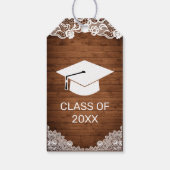 Rustic Wood White Lace Afstuderen Gefeliciteerd Cadeaulabel (Achterkant)