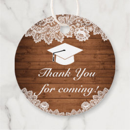 Rustic Wood & White Lace Afstuderen Hartelijk dank Bedankjes Labels