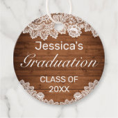 Rustic Wood & White Lace Afstuderen Hartelijk dank Bedankjes Labels (Voorkant)