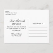 Rustic Wood & White Lace Bar Bat Mitzvah Aankondigingskaart (Achterkant)