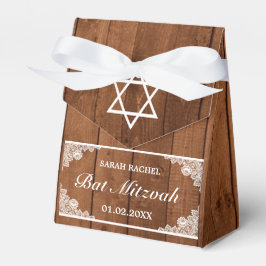 Rustic Wood & White Lace Bar Bat Mitzvah Bedankdoosjes