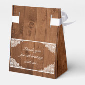 Rustic Wood & White Lace Bar Bat Mitzvah Bedankdoosjes (Achterkant)