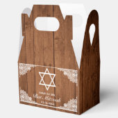 Rustic Wood & White Lace Bar Bat Mitzvah Bedankdoosjes (Geopend)
