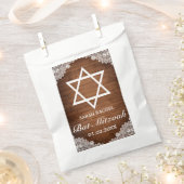 Rustic Wood & White Lace Bar Bat Mitzvah Bedankzakje (Geknipt)